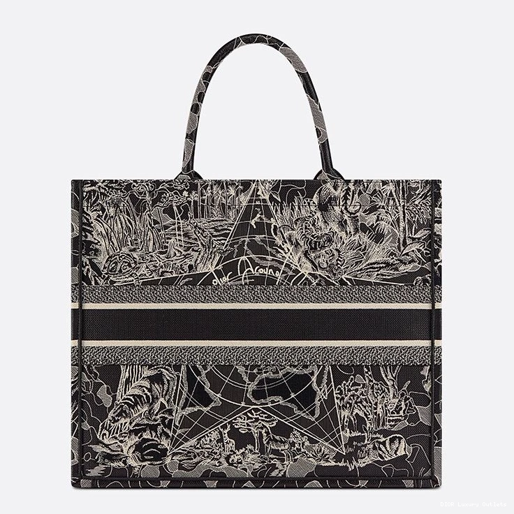 Cheap Canvas Tote Motif Black the World Around Dior Book 0816 Luxury
